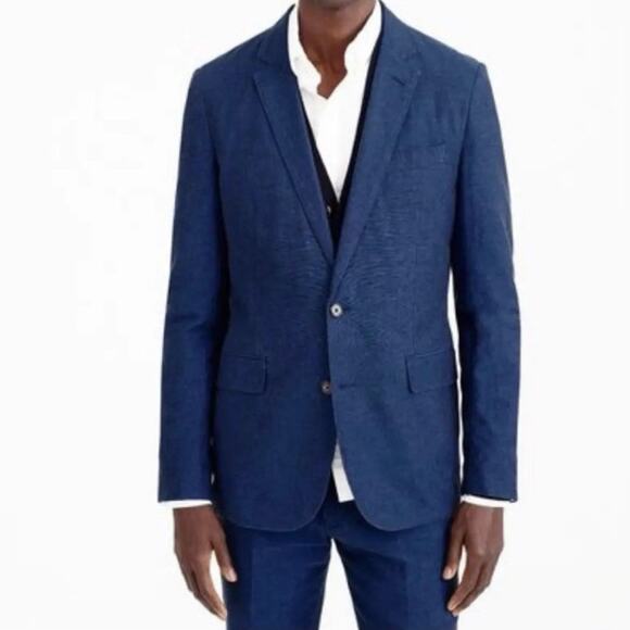 J. Crew Other - J Crew Men’s 44R Ludlow Slim Fit Unstructured Suit Jacket Cotton Linen Navy Blue